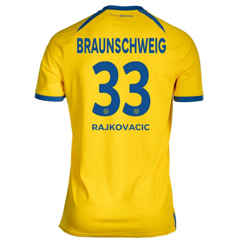 Danxen Bambino Maglia Marko Rajkovacic #33 Giallo Blu Kit Gara Home 2025/26 Maglietta
