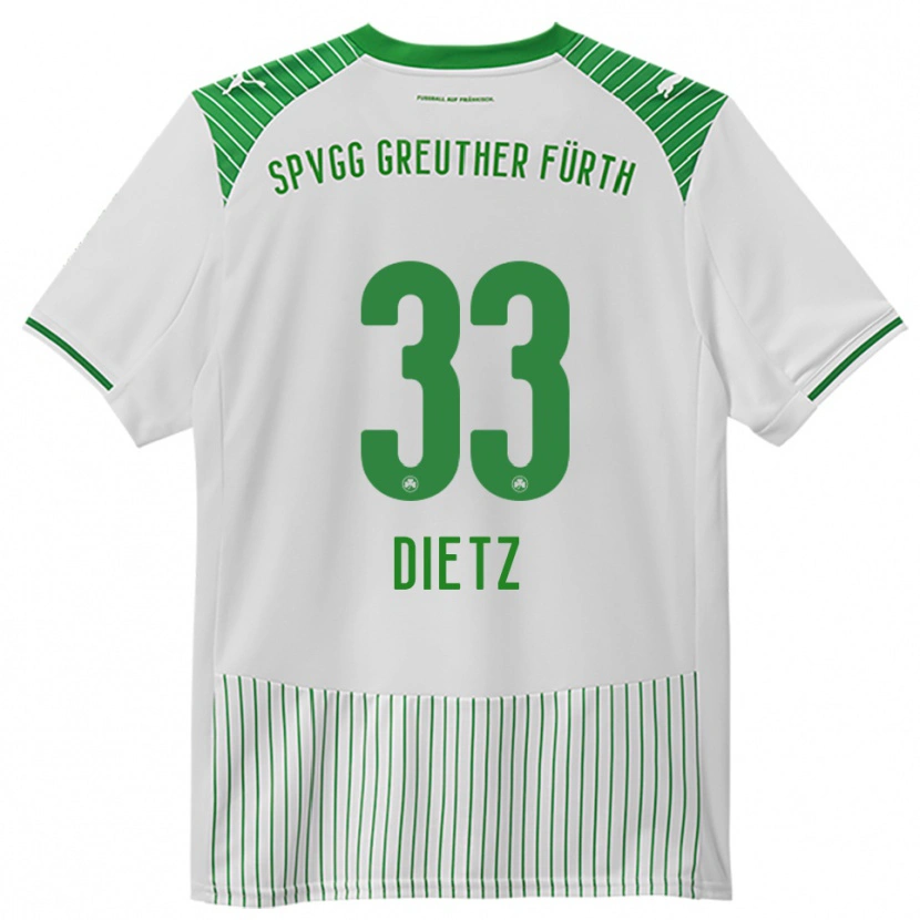 Danxen Bambino Maglia Maximilian Dietz #33 Bianco Verde Kit Gara Home 2025/26 Maglietta