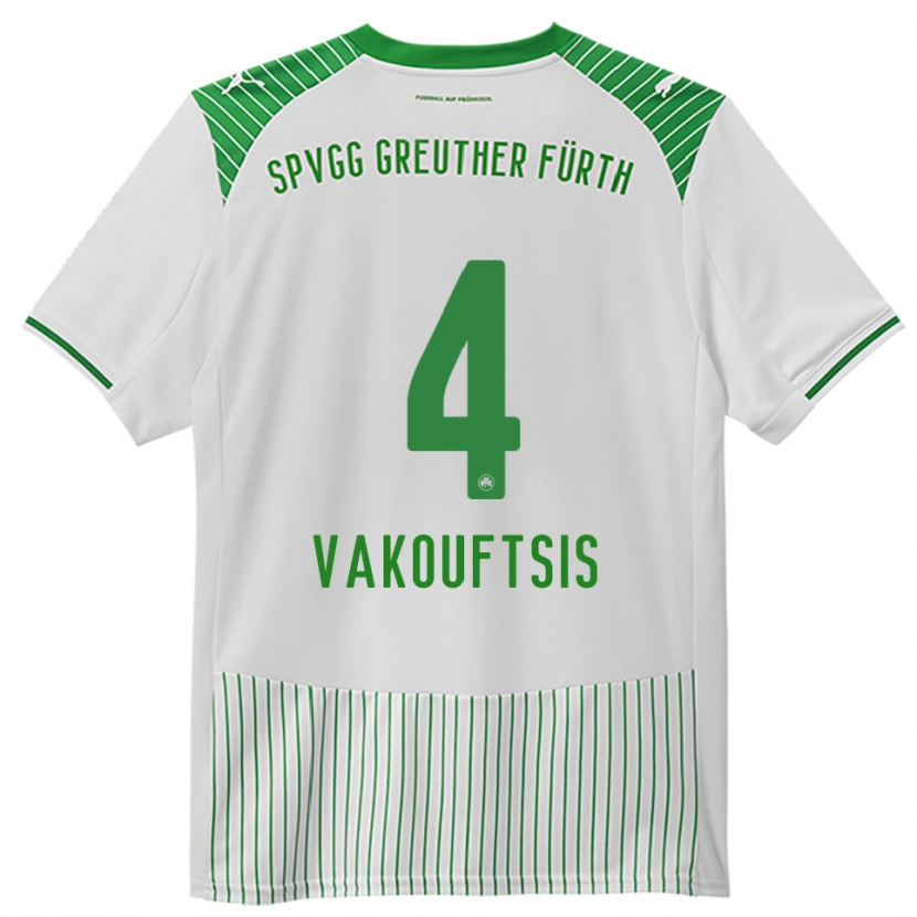 Danxen Bambino Maglia Nikolaos Vakouftsis #4 Bianco Verde Kit Gara Home 2025/26 Maglietta