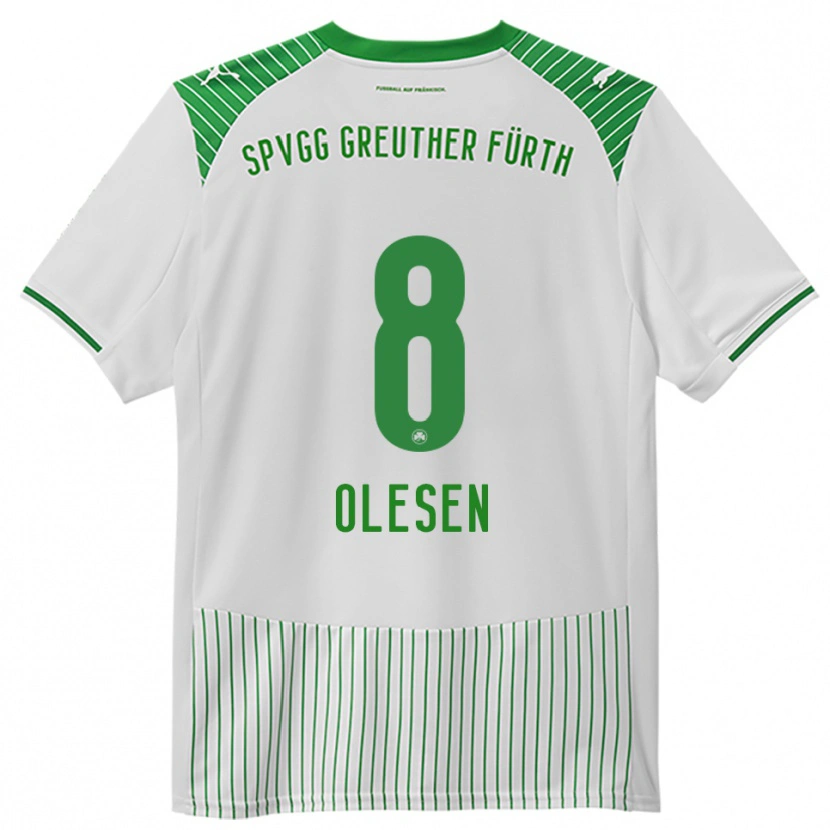 Danxen Bambino Maglia Mathias Olesen #8 Bianco Verde Kit Gara Home 2025/26 Maglietta