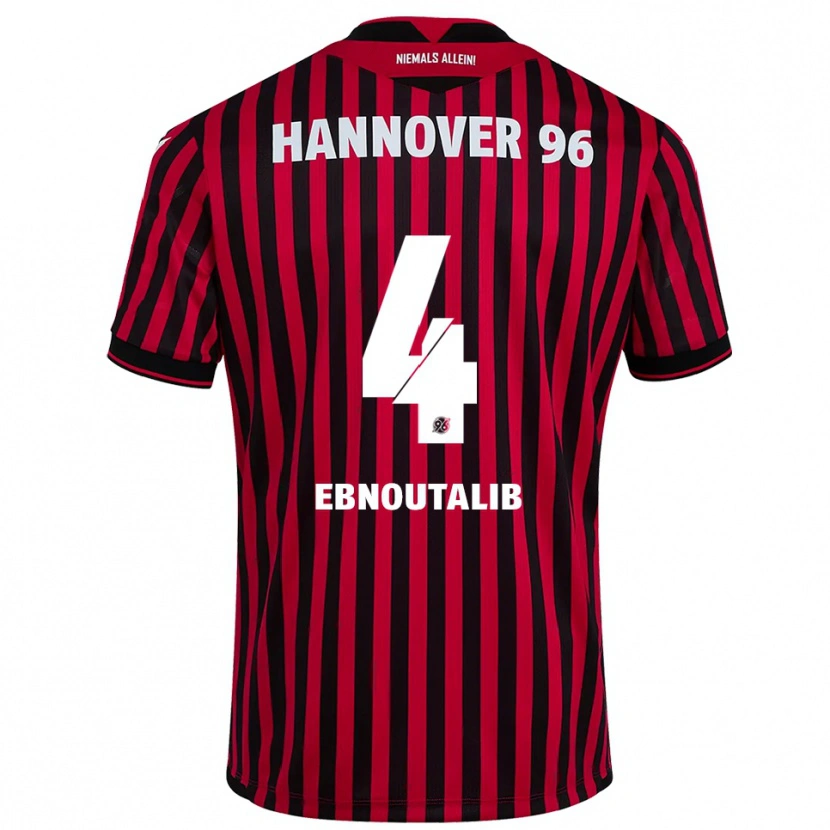 Danxen Bambino Maglia Ilias Ebnoutalib #4 Rosso Nero Kit Gara Home 2025/26 Maglietta