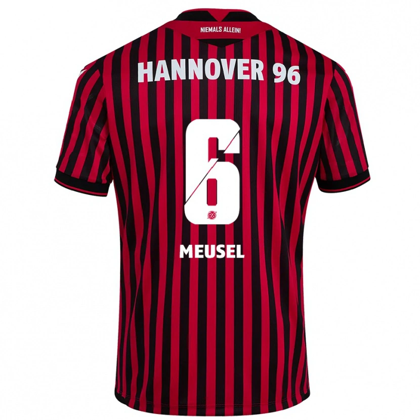 Danxen Bambino Maglia Julius Meusel #6 Rosso Nero Kit Gara Home 2025/26 Maglietta