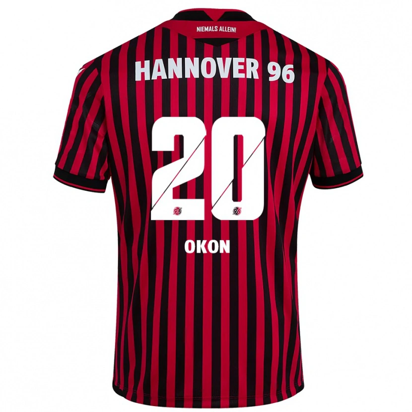 Danxen Bambino Maglia Ime Okon #20 Rosso Nero Kit Gara Home 2025/26 Maglietta