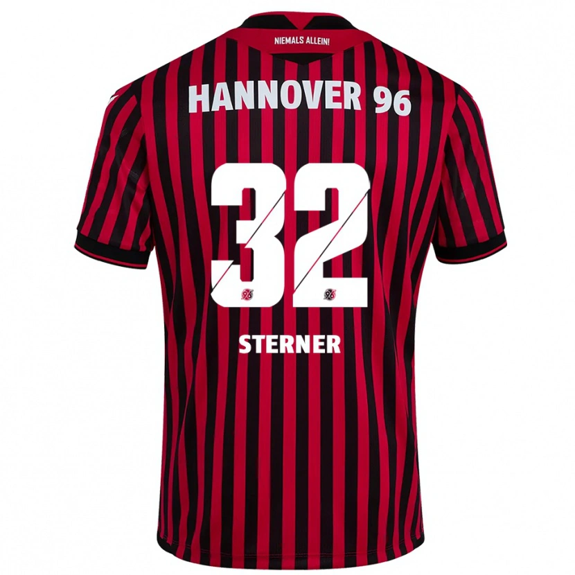 Danxen Bambino Maglia Jonas Sterner #32 Rosso Nero Kit Gara Home 2025/26 Maglietta