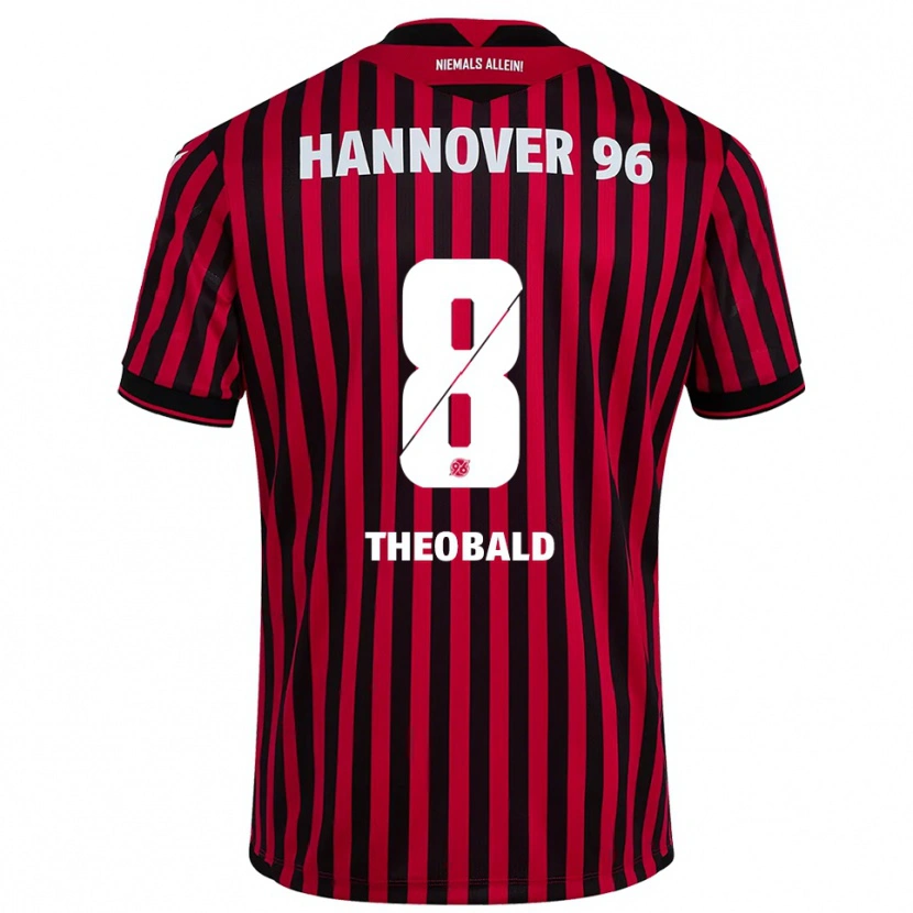Danxen Bambino Maglia Lara Theobald #8 Rosso Nero Kit Gara Home 2025/26 Maglietta