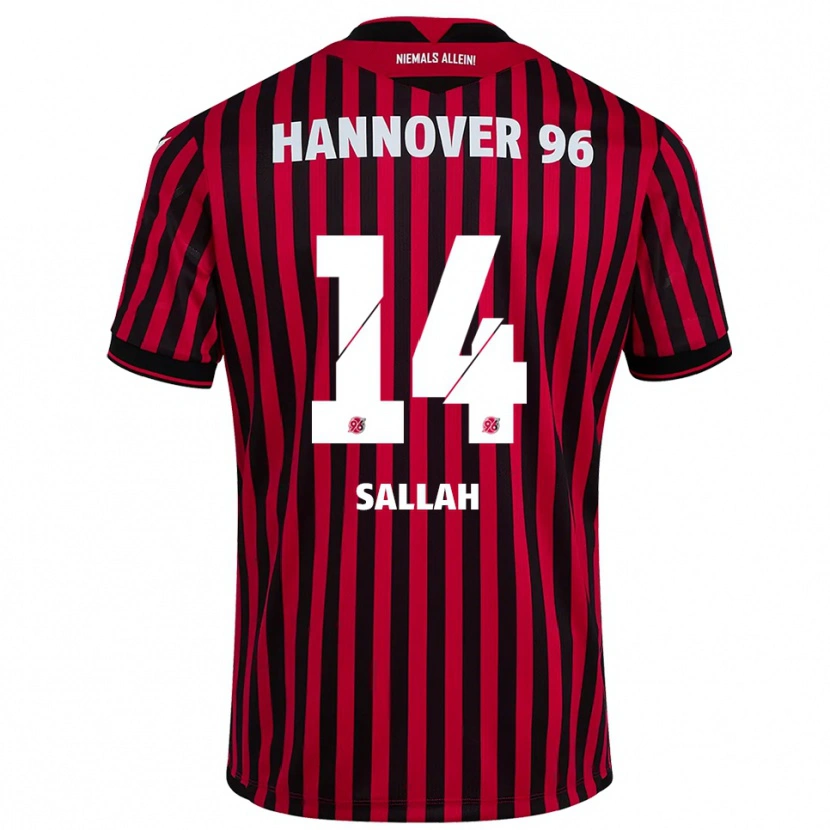 Danxen Bambino Maglia Ebrima Sallah #14 Rosso Nero Kit Gara Home 2025/26 Maglietta