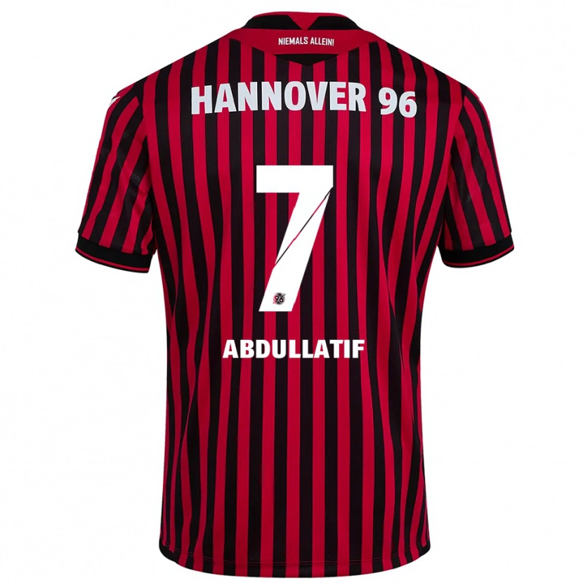 Danxen Bambino Maglia Mustafa Abdullatif #7 Rosso Nero Kit Gara Home 2025/26 Maglietta