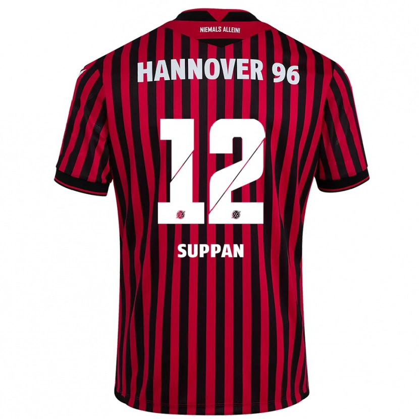 Danxen Bambino Maglia Jannik Suppan #12 Rosso Nero Kit Gara Home 2025/26 Maglietta
