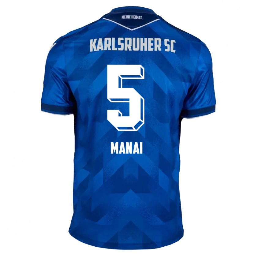 Danxen Bambino Maglia Jassin Manai #5 Blu Bianco Kit Gara Home 2025/26 Maglietta