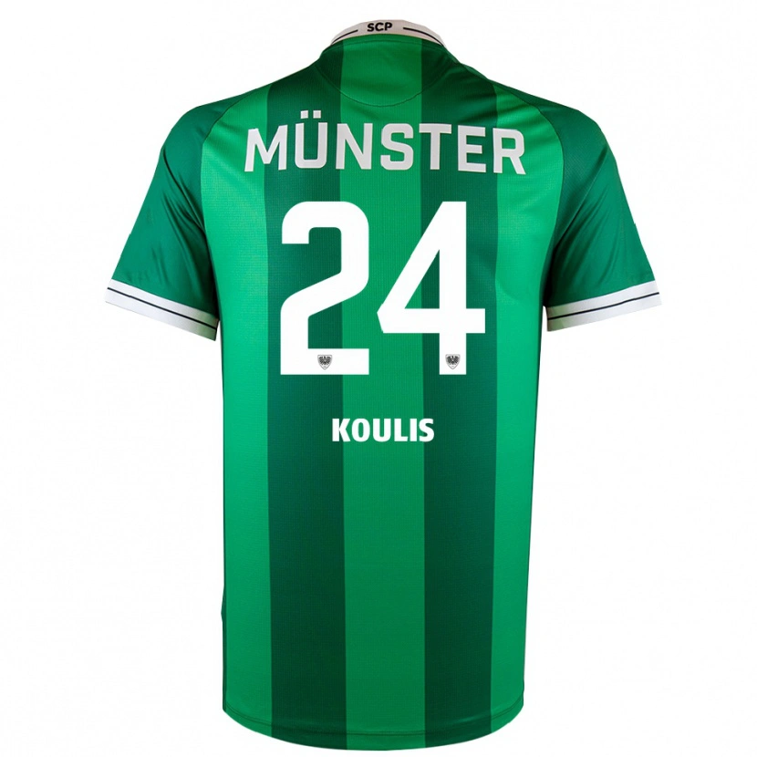 Danxen Bambino Maglia Niko Koulis #24 Verde Bianco Kit Gara Home 2025/26 Maglietta