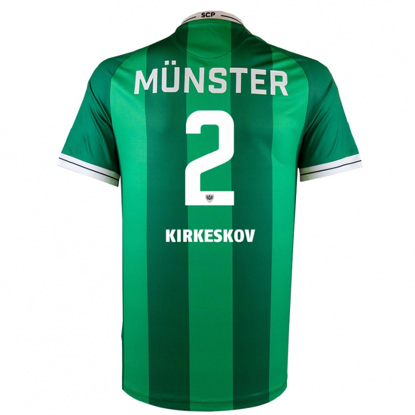 Danxen Bambino Maglia Mikkel Kirkeskov #2 Verde Bianco Kit Gara Home 2025/26 Maglietta