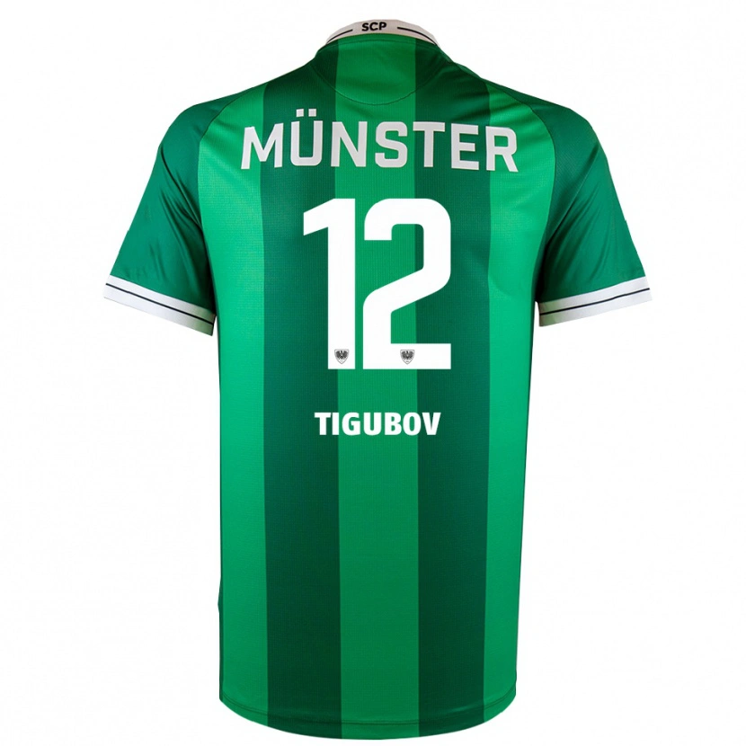Danxen Bambino Maglia Adrian Tigubov #12 Verde Bianco Kit Gara Home 2025/26 Maglietta