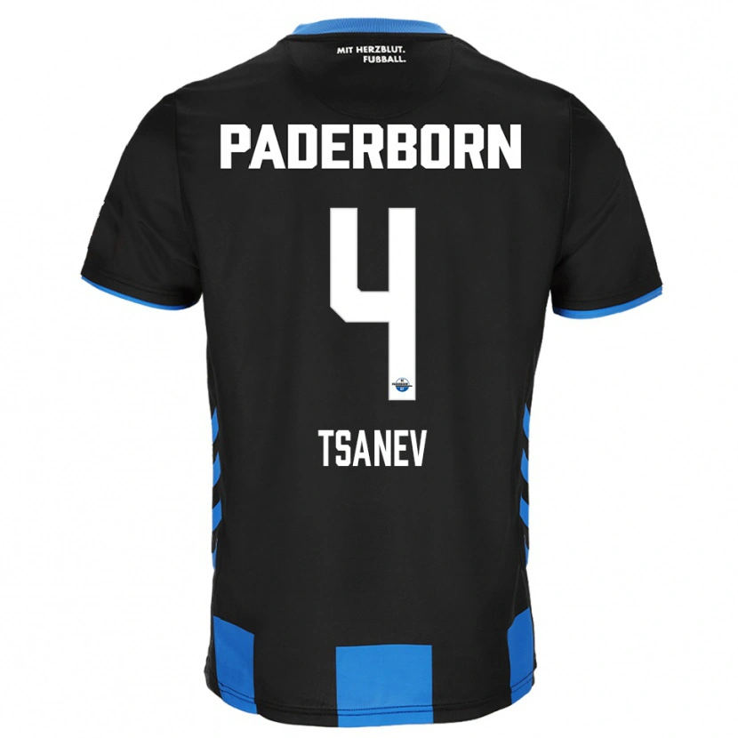 Danxen Bambino Maglia Simeon Tsanev #4 Nero Blu Kit Gara Home 2025/26 Maglietta