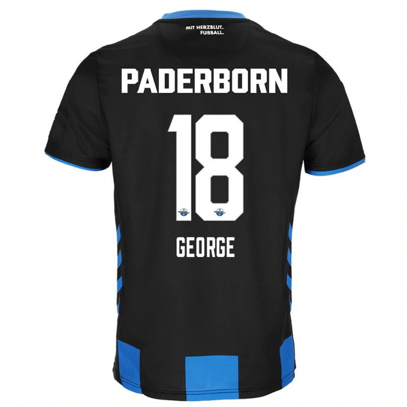 Danxen Bambino Maglia Kayonte Kaheim Karim George #18 Nero Blu Kit Gara Home 2025/26 Maglietta