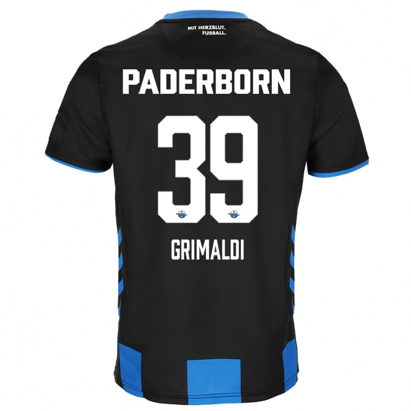 Danxen Bambino Maglia Adriano Grimaldi #39 Nero Blu Kit Gara Home 2025/26 Maglietta