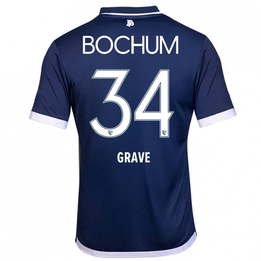 Danxen Bambino Maglia Paul Grave #34 Blu Navy Bianco Kit Gara Home 2025/26 Maglietta