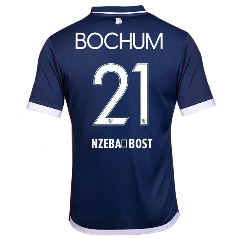 Danxen Bambino Maglia Jan Nzeba-Bost #21 Blu Navy Bianco Kit Gara Home 2025/26 Maglietta