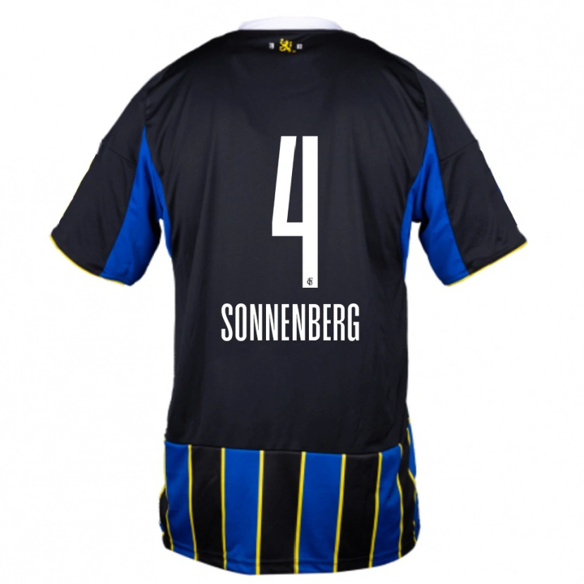Danxen Bambino Maglia Sven Sonnenberg #4 Blu Nero Giallo Kit Gara Home 2025/26 Maglietta