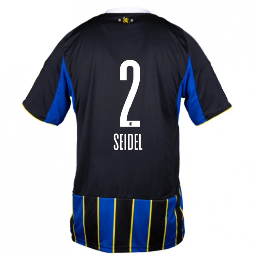 Danxen Bambino Maglia Jonas Seidel #2 Blu Nero Giallo Kit Gara Home 2025/26 Maglietta