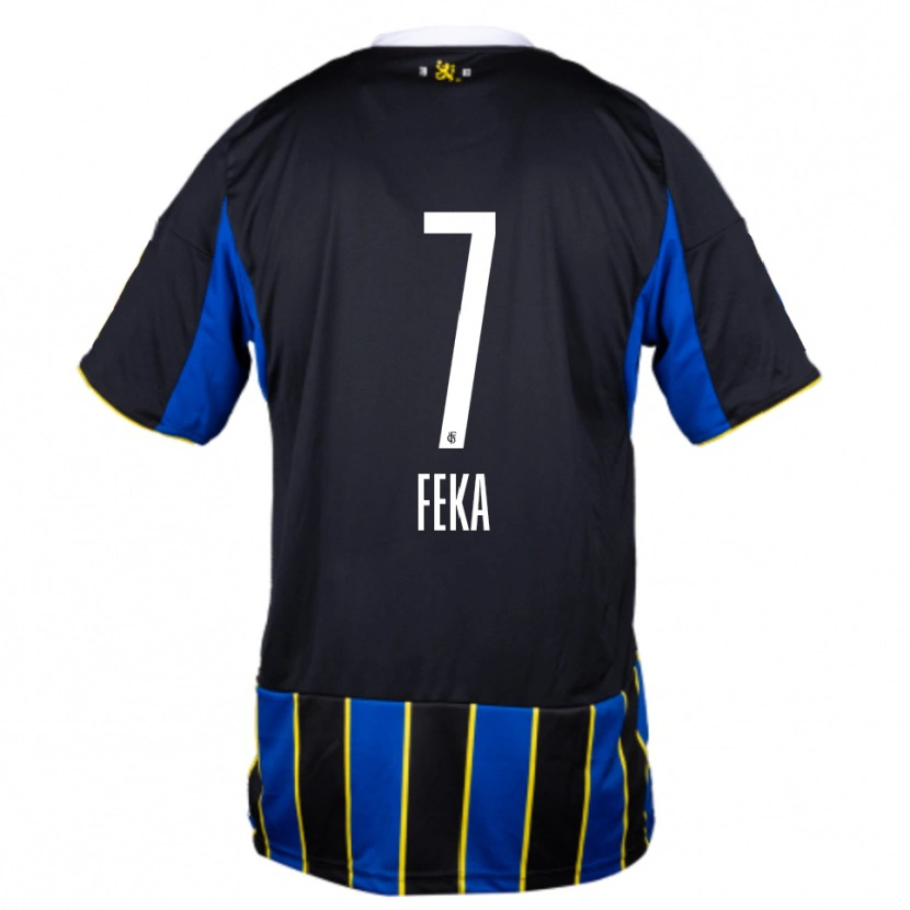 Danxen Bambino Maglia Lukas Feka #7 Blu Nero Giallo Kit Gara Home 2025/26 Maglietta