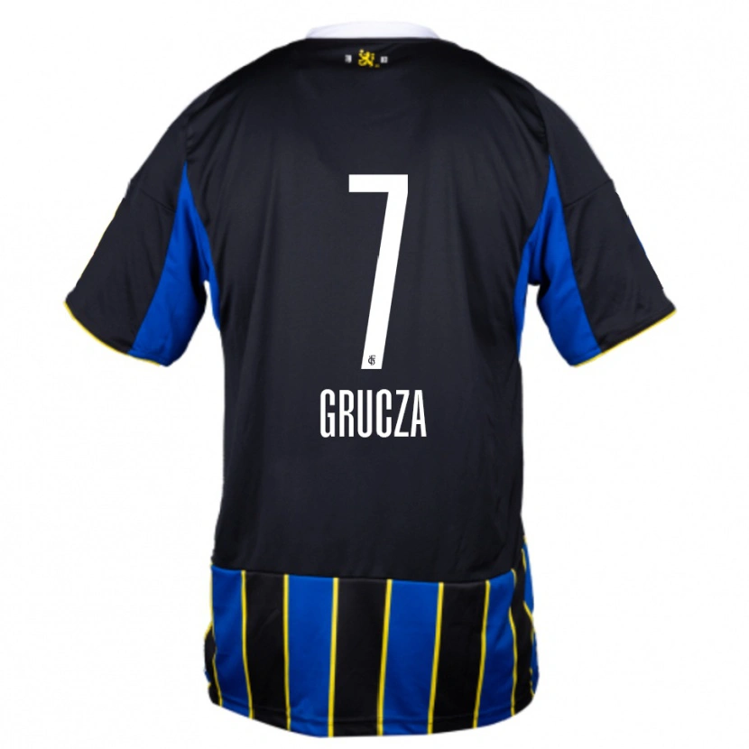 Danxen Bambino Maglia Nico Grucza #7 Blu Nero Giallo Kit Gara Home 2025/26 Maglietta