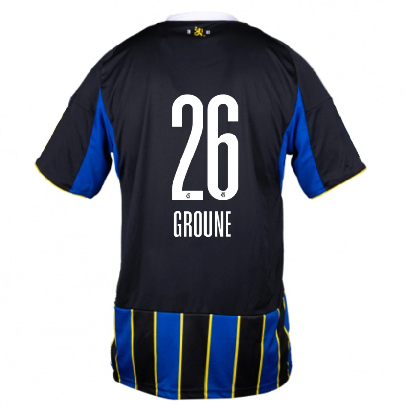 Danxen Bambino Maglia Amine Groune #26 Blu Nero Giallo Kit Gara Home 2025/26 Maglietta