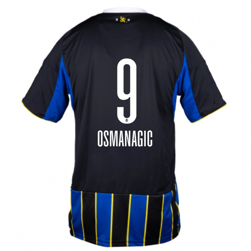 Danxen Bambino Maglia Zinedin Osmanagic #9 Blu Nero Giallo Kit Gara Home 2025/26 Maglietta