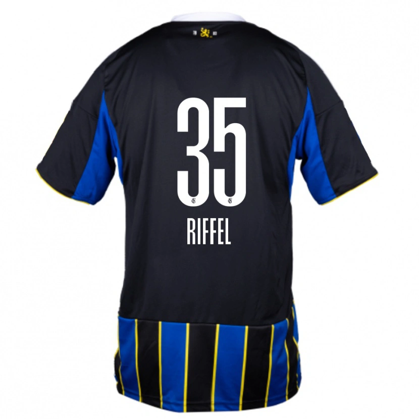 Danxen Bambino Maglia Kim Riffel #35 Blu Nero Giallo Kit Gara Home 2025/26 Maglietta