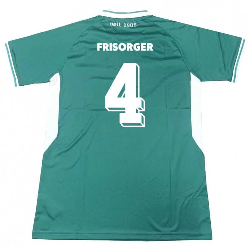 Danxen Bambino Maglia Kevin Frisorger #4 Verde Bianco Kit Gara Home 2025/26 Maglietta