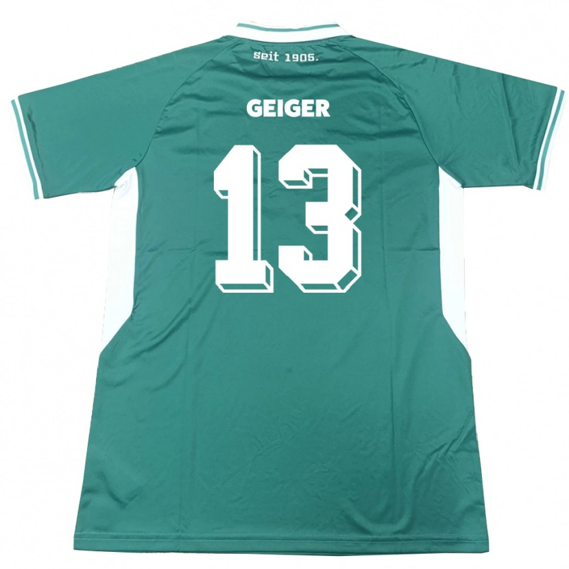 Danxen Bambino Maglia Luca Geiger #13 Verde Bianco Kit Gara Home 2025/26 Maglietta