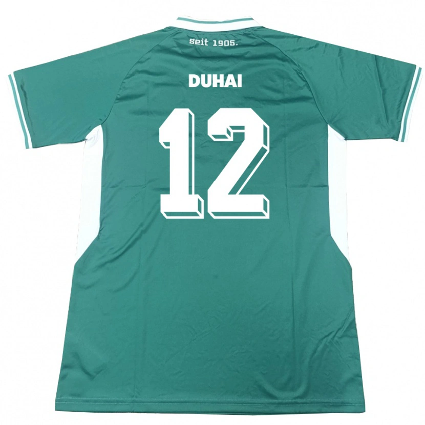 Danxen Bambino Maglia Konstantin Duhai #12 Verde Bianco Kit Gara Home 2025/26 Maglietta