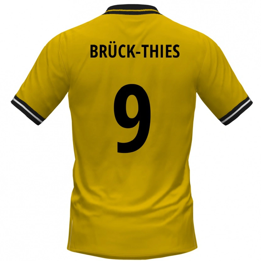 Danxen Bambino Maglia Frederik Brück-Thies #9 Giallo Nero Kit Gara Home 2025/26 Maglietta