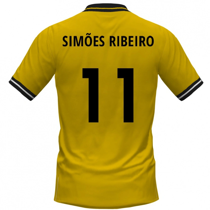 Danxen Bambino Maglia Dominik Simões Ribeiro #11 Giallo Nero Kit Gara Home 2025/26 Maglietta