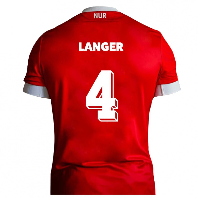 Danxen Bambino Maglia Phillip Langer #4 Rosso Bianco Kit Gara Home 2025/26 Maglietta