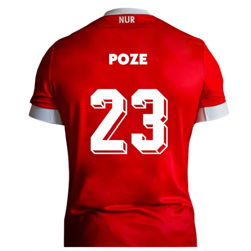 Danxen Bambino Maglia Paulas Poze #23 Rosso Bianco Kit Gara Home 2025/26 Maglietta