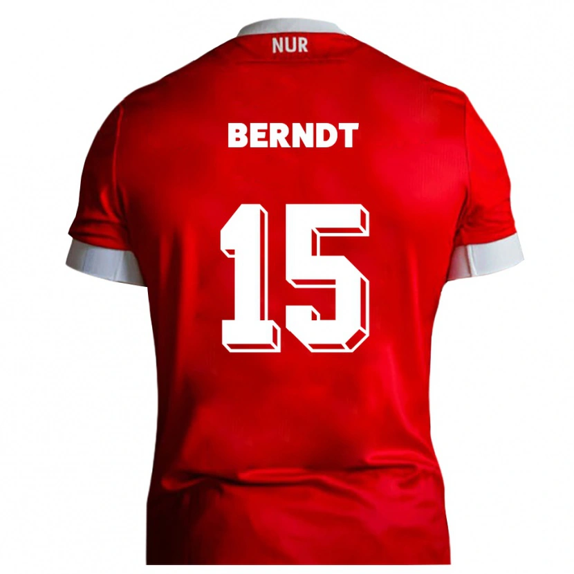 Danxen Bambino Maglia Karl Berndt #15 Rosso Bianco Kit Gara Home 2025/26 Maglietta