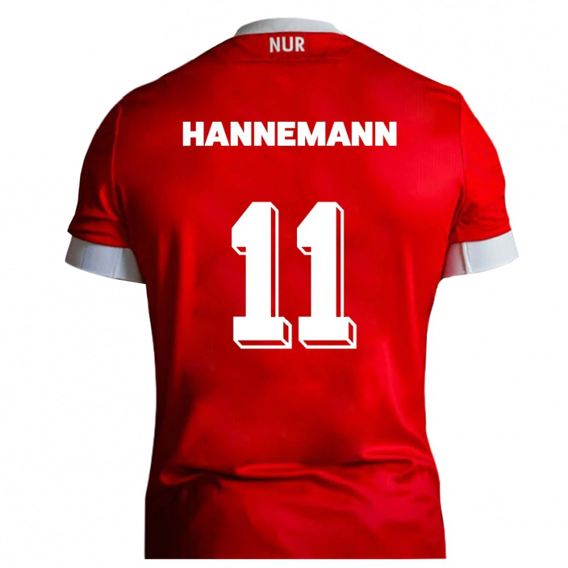 Danxen Bambino Maglia Moritz Hannemann #11 Rosso Bianco Kit Gara Home 2025/26 Maglietta