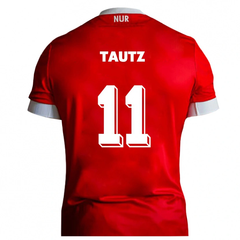 Danxen Bambino Maglia Michel Tautz #11 Rosso Bianco Kit Gara Home 2025/26 Maglietta