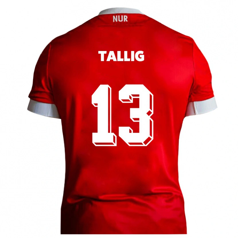 Danxen Bambino Maglia Erik Tallig #13 Rosso Bianco Kit Gara Home 2025/26 Maglietta