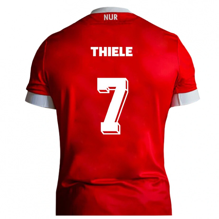 Danxen Bambino Maglia Timmy Thiele #7 Rosso Bianco Kit Gara Home 2025/26 Maglietta