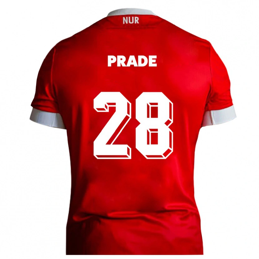 Danxen Bambino Maglia Adrian Prade #28 Rosso Bianco Kit Gara Home 2025/26 Maglietta