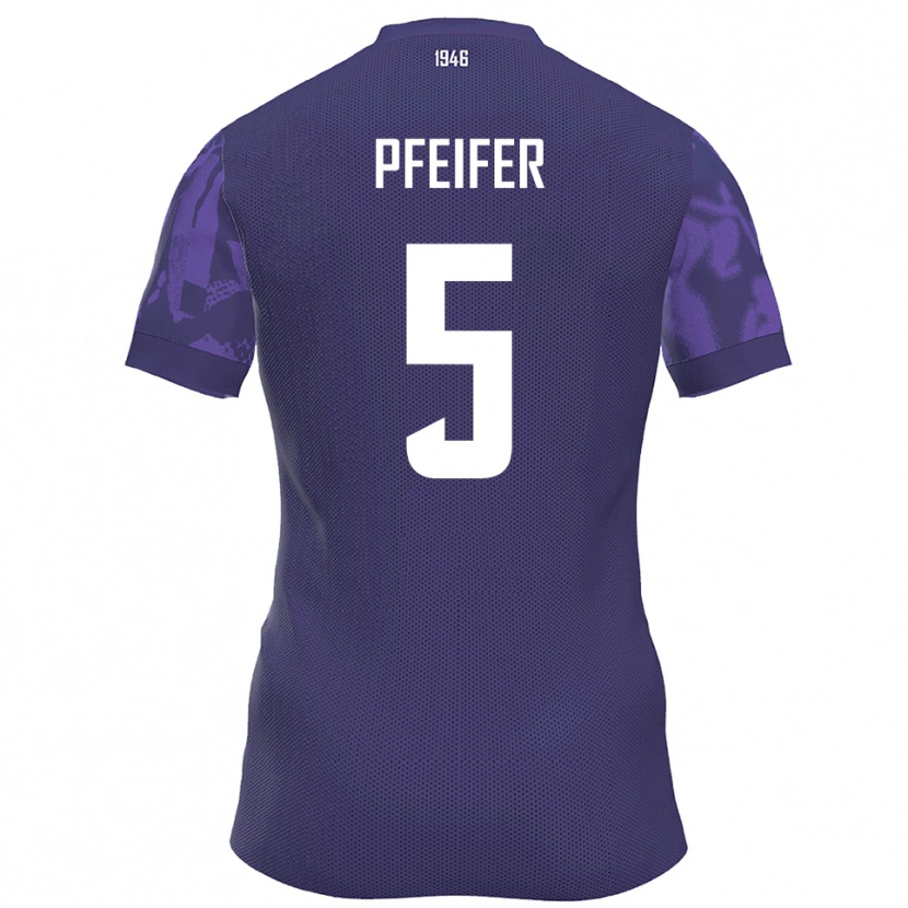 Danxen Bambino Maglia Emil Pfeifer #5 Viola Bianco Kit Gara Home 2025/26 Maglietta