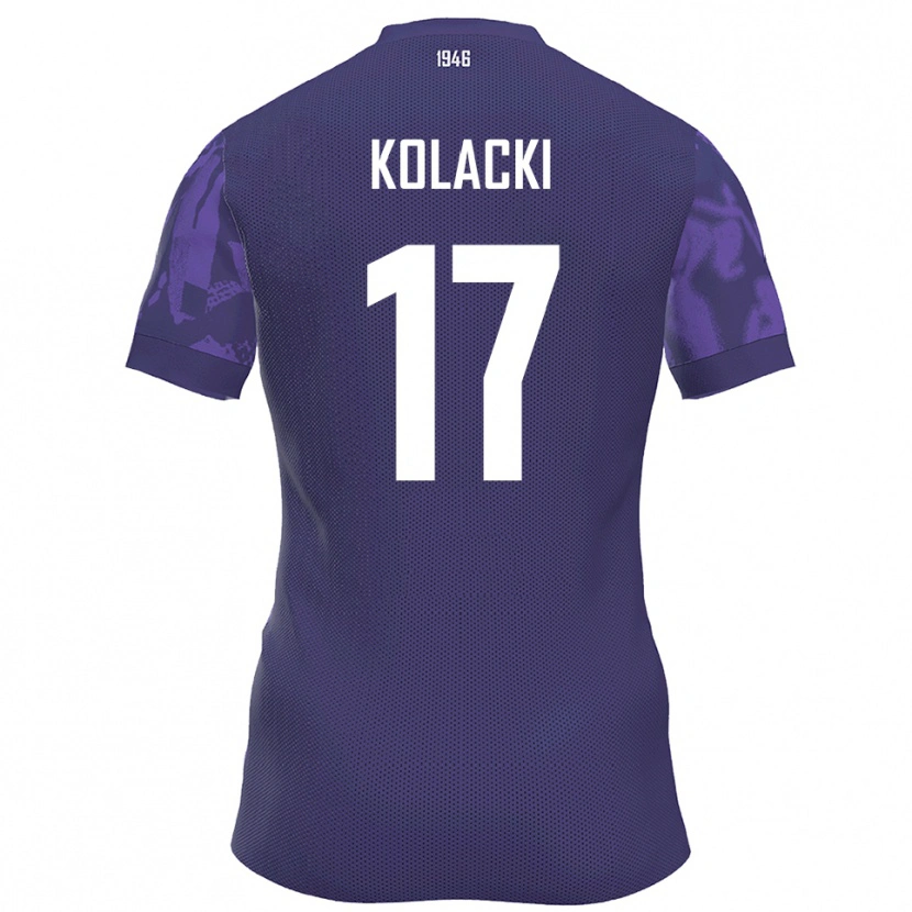 Danxen Bambino Maglia Dawid Kolacki #17 Viola Bianco Kit Gara Home 2025/26 Maglietta