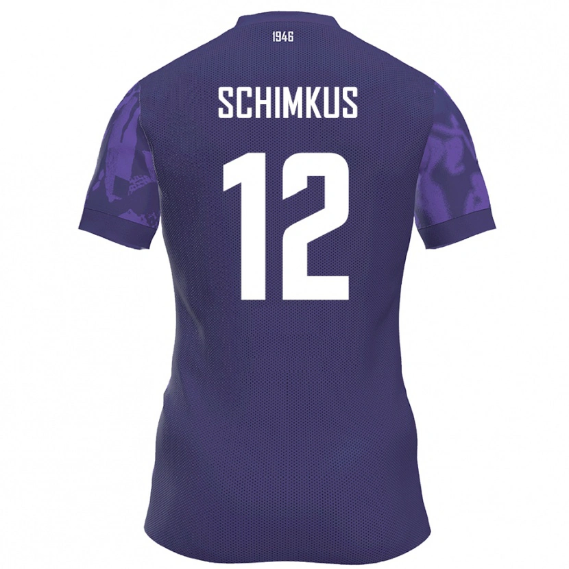 Danxen Bambino Maglia Lukas Schimkus #12 Viola Bianco Kit Gara Home 2025/26 Maglietta