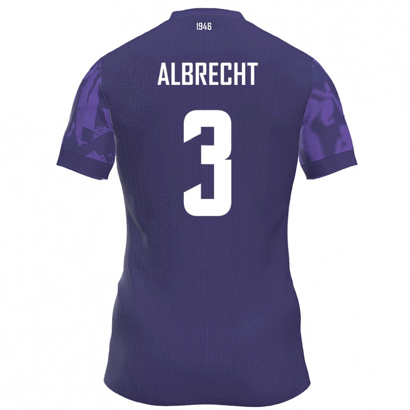 Danxen Bambino Maglia Ben Albrecht #3 Viola Bianco Kit Gara Home 2025/26 Maglietta