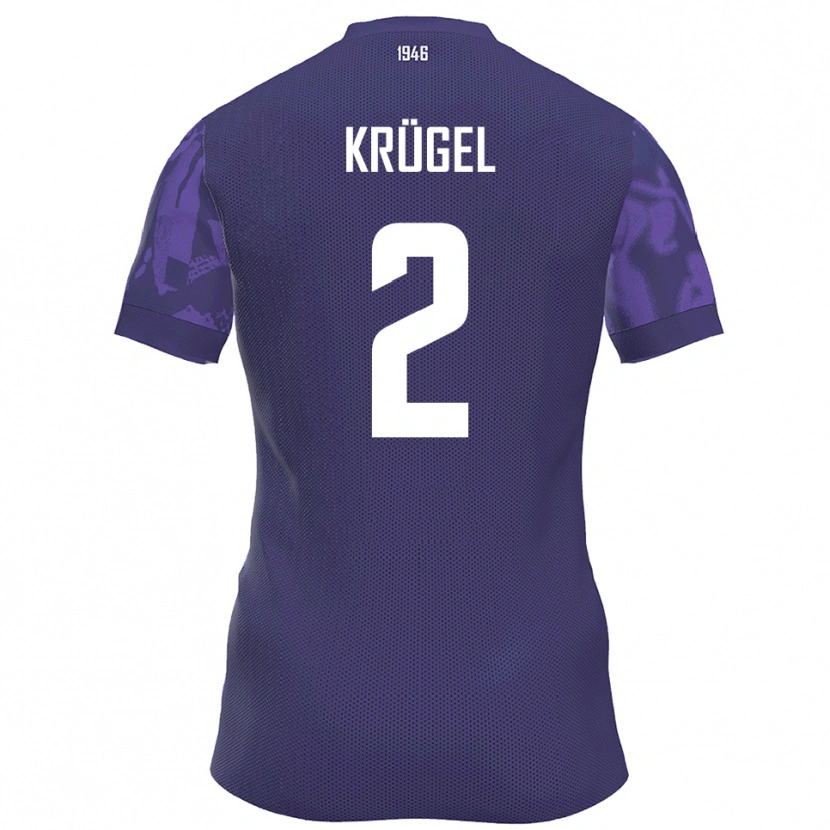 Danxen Bambino Maglia Theo Krügel #2 Viola Bianco Kit Gara Home 2025/26 Maglietta