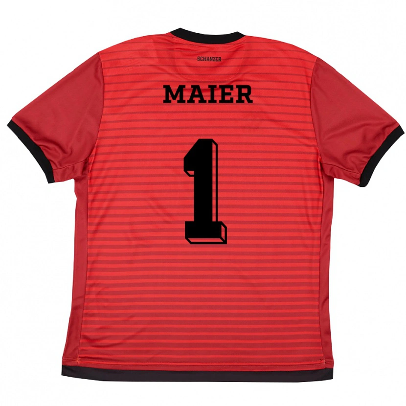 Danxen Bambino Maglia Franziska Maier #1 Rosso Nero Kit Gara Home 2025/26 Maglietta