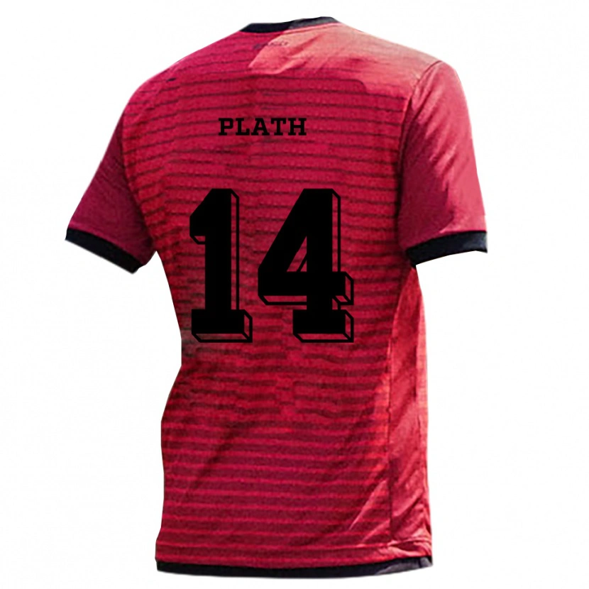 Danxen Bambino Maglia Max Plath #14 Rosso Nero Kit Gara Home 2025/26 Maglietta