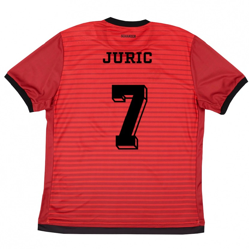 Danxen Bambino Maglia Kristjan Juric #7 Rosso Nero Kit Gara Home 2025/26 Maglietta
