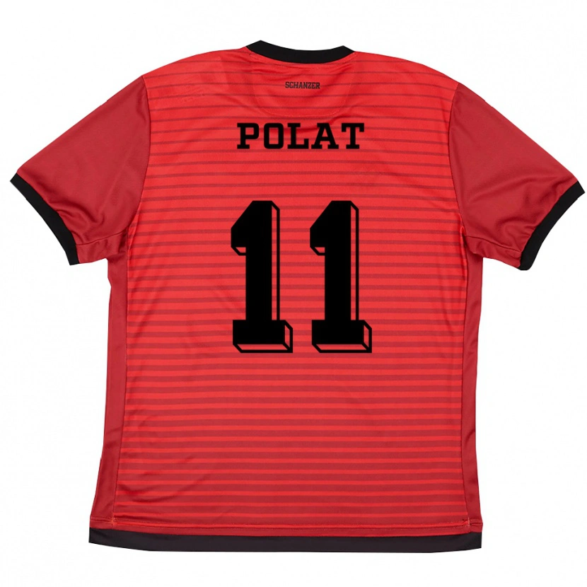 Danxen Bambino Maglia Arel Polat #11 Rosso Nero Kit Gara Home 2025/26 Maglietta